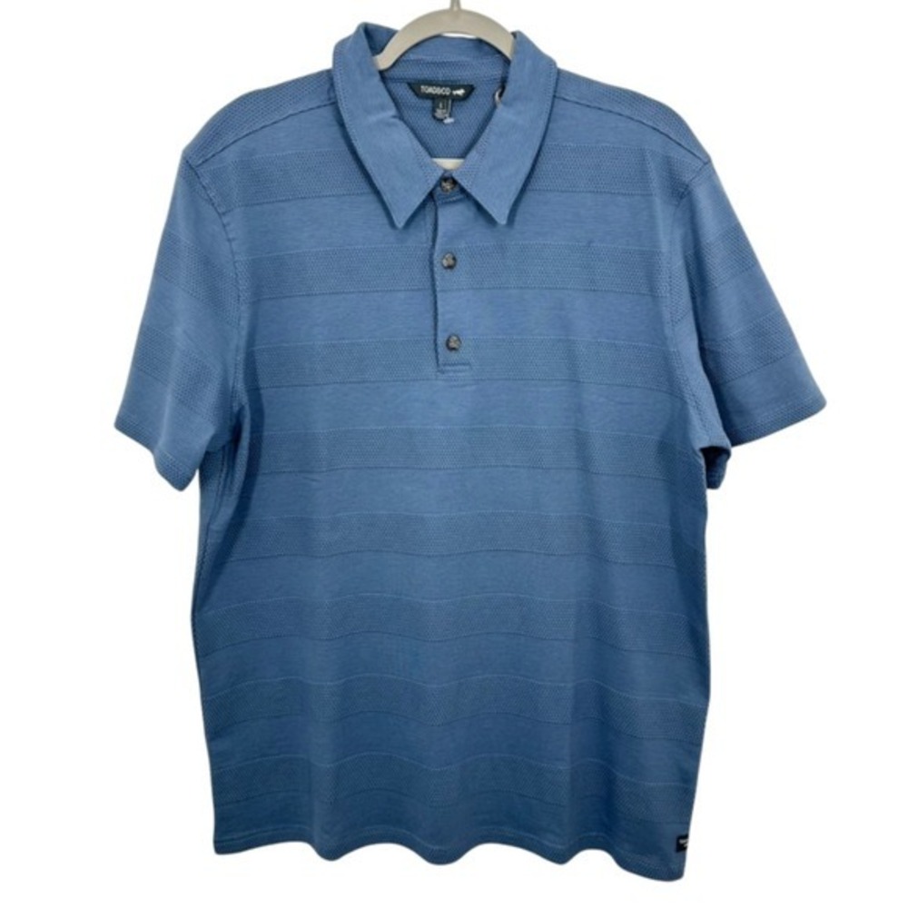 TOAD&CO‎ Men's Tempo Dobby Short Sleeve Polo Shirt Pacific Blue Performance Golf